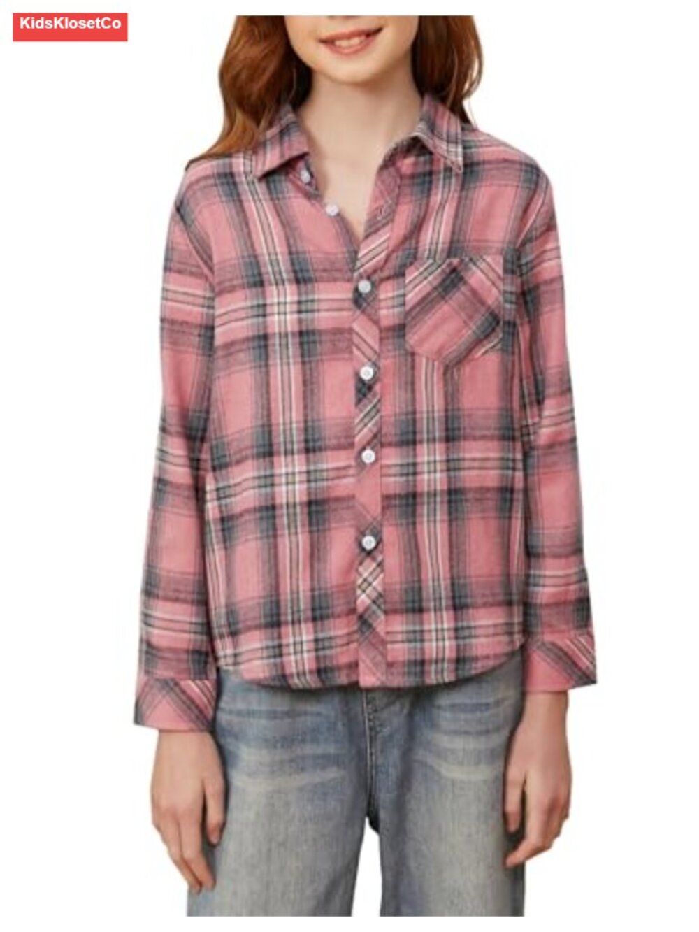 Cotton Blend Flannel Plaid Button Down Long Sleeve Shirt